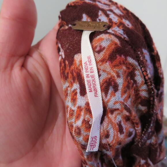 Free People Womens Sz XS Burgundy Red High Neck Cut Out Long Sleeve Tunic Top - Picture 7 of 9